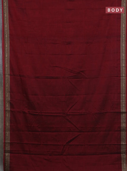 Narayanpet cotton saree deep maroon and light green with plain body and thread woven border