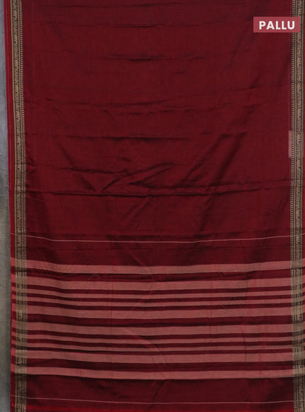 Narayanpet cotton saree deep maroon and light green with plain body and thread woven border