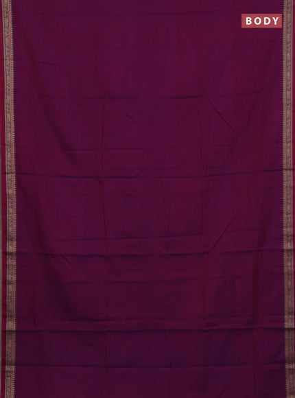 Narayanpet cotton saree purple and light green with plain body and thread woven border