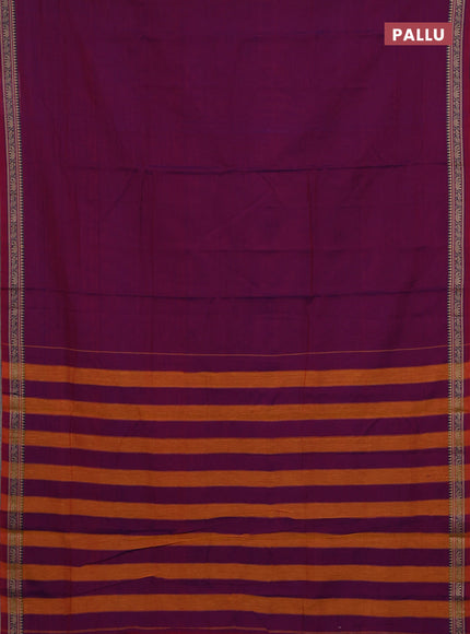 Narayanpet cotton saree purple and light green with plain body and thread woven border
