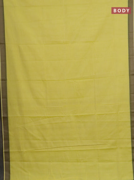 Narayanpet cotton saree yellow and maroon with plain body and thread woven border