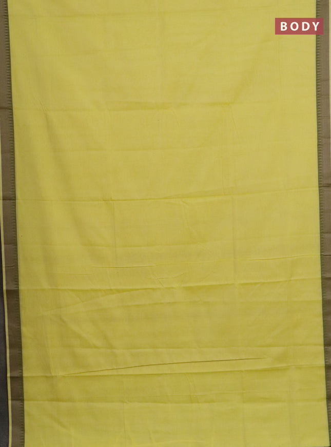 Narayanpet cotton saree yellow and maroon with plain body and thread woven border