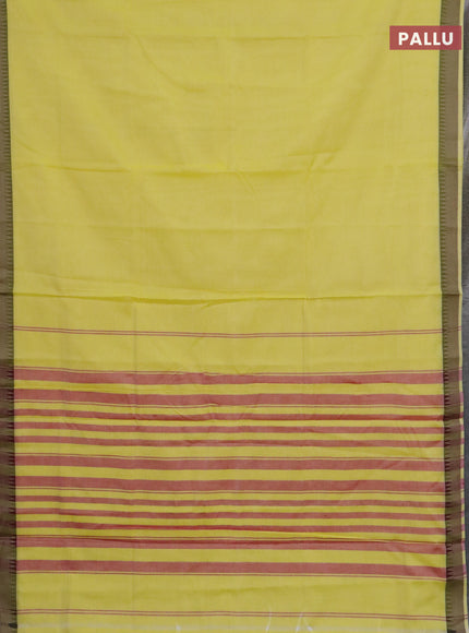 Narayanpet cotton saree yellow and maroon with plain body and thread woven border