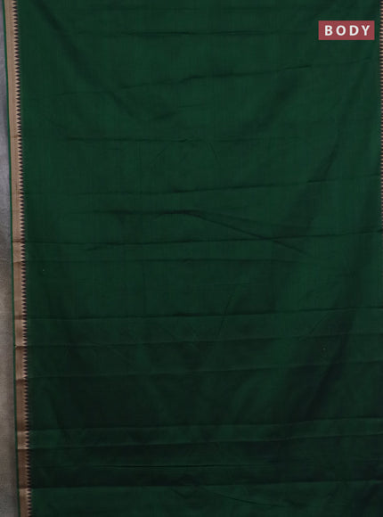 Narayanpet cotton saree bottle green and beige with plain body and thread woven border