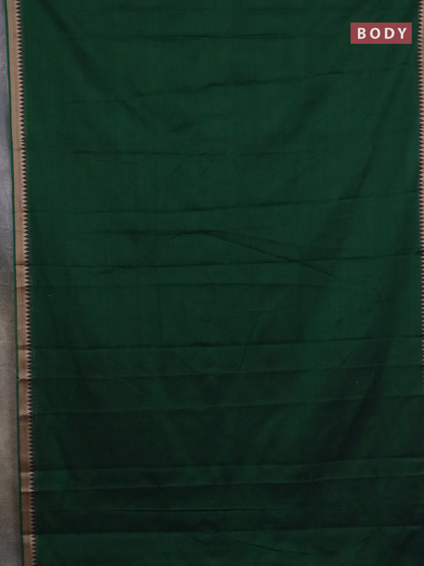Narayanpet cotton saree bottle green and beige with plain body and thread woven border