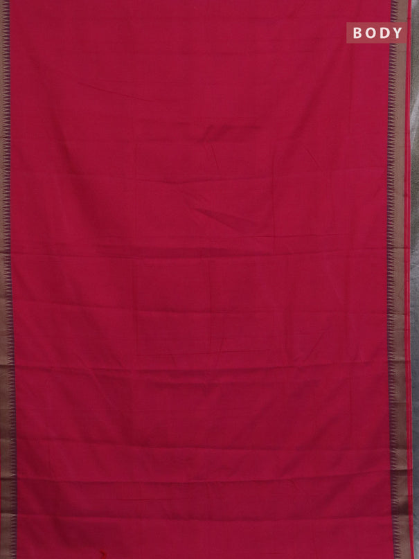 Narayanpet cotton saree pink and cs blue with plain body and thread woven border
