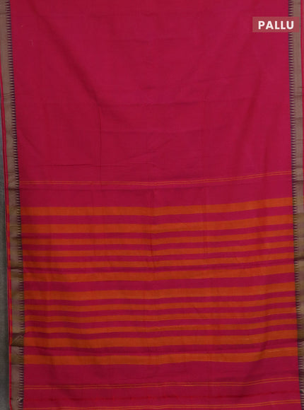 Narayanpet cotton saree pink and cs blue with plain body and thread woven border