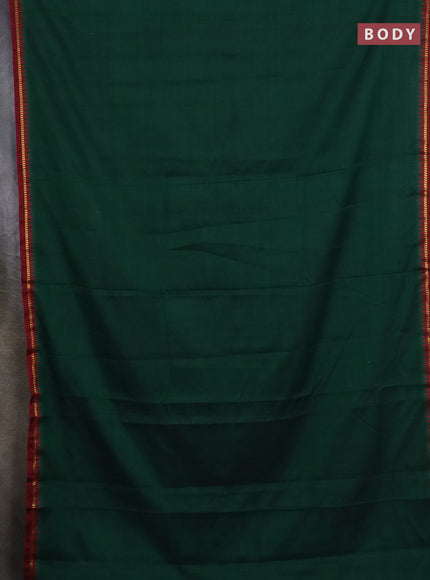 Narayanpet cotton saree bottle green and maroon with plain body and thread woven border