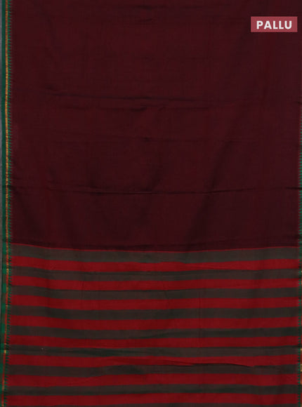 Narayanpet cotton saree deep wine shade and green with plain body and thread woven border