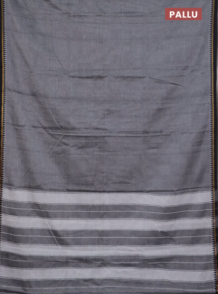 Narayanpet cotton saree grey and black with plain body and thread woven border
