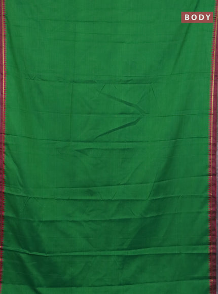 Narayanpet cotton saree light green and pink with plain body and thread woven border
