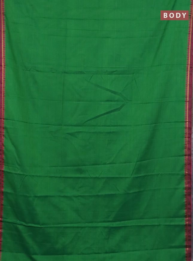 Narayanpet cotton saree light green and pink with plain body and thread woven border