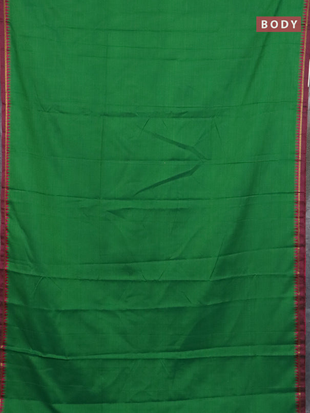 Narayanpet cotton saree light green and pink with plain body and thread woven border
