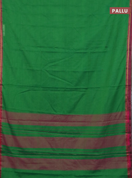 Narayanpet cotton saree light green and pink with plain body and thread woven border