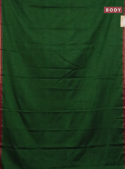 Narayanpet cotton saree green and pink with plain body and thread woven border