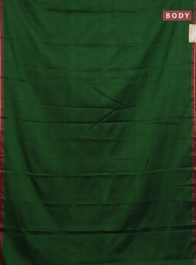 Narayanpet cotton saree green and pink with plain body and thread woven border