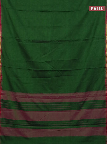 Narayanpet cotton saree green and pink with plain body and thread woven border