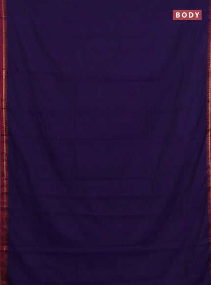 Narayanpet cotton saree violet and yellow with plain body and thread woven border