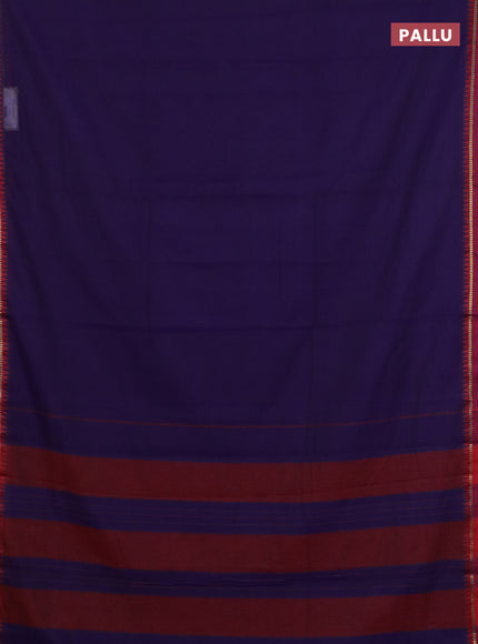 Narayanpet cotton saree violet and yellow with plain body and thread woven border