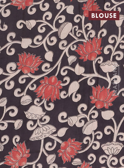 Narayanpet cotton saree grey and black with plain body and thread woven border