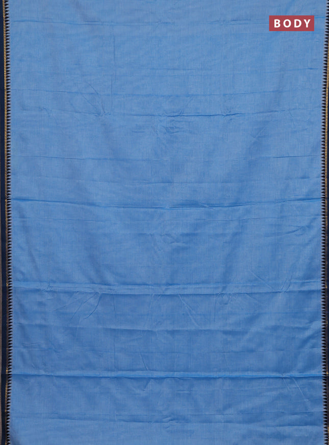 Narayanpet cotton saree light blue and cs blue with plain body and thread woven border