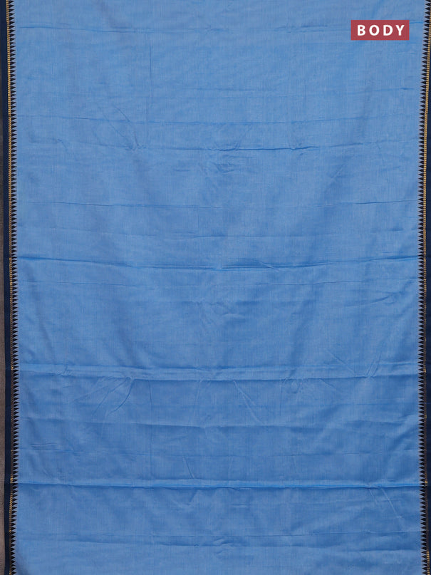 Narayanpet cotton saree light blue and cs blue with plain body and thread woven border