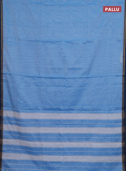 Narayanpet cotton saree light blue and cs blue with plain body and thread woven border