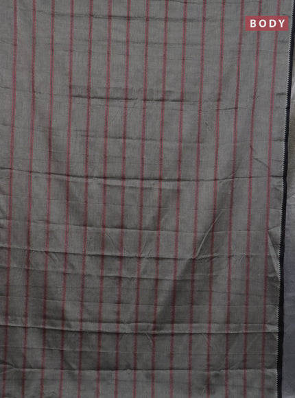 Narayanpet cotton saree grey and black with plain body and thread woven border