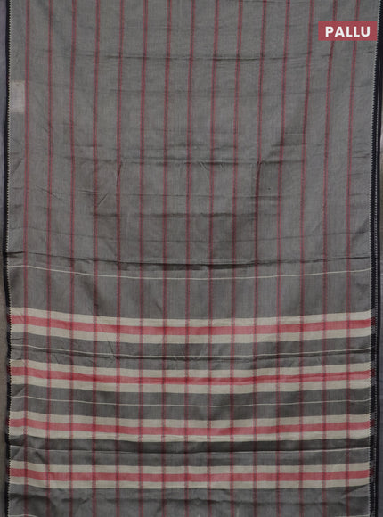 Narayanpet cotton saree grey and black with plain body and thread woven border