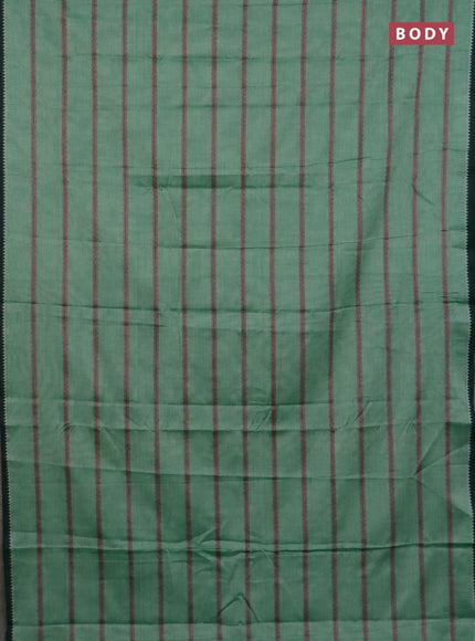 Narayanpet cotton saree green shade and light green with plain body and thread woven border