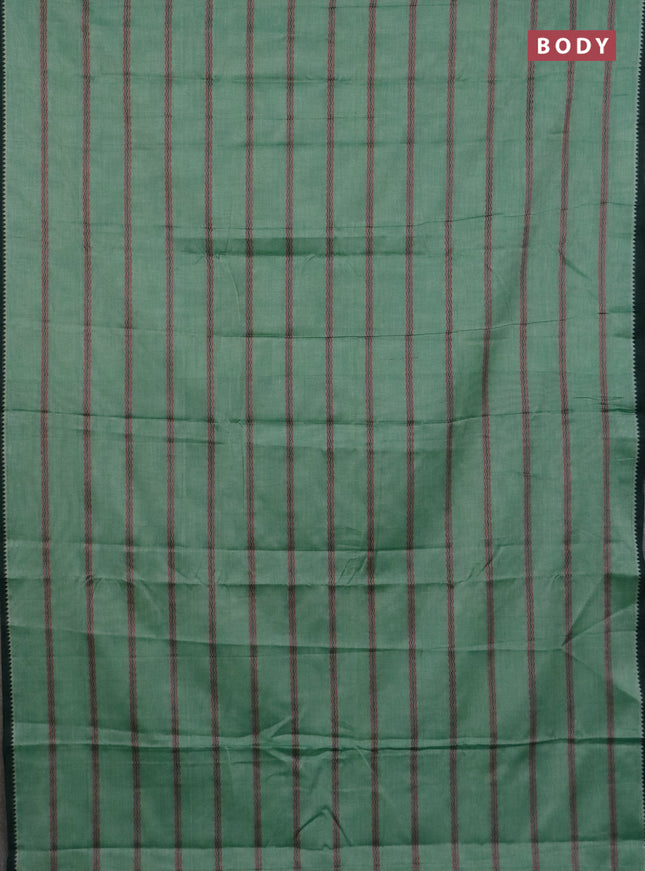 Narayanpet cotton saree green shade and light green with plain body and thread woven border