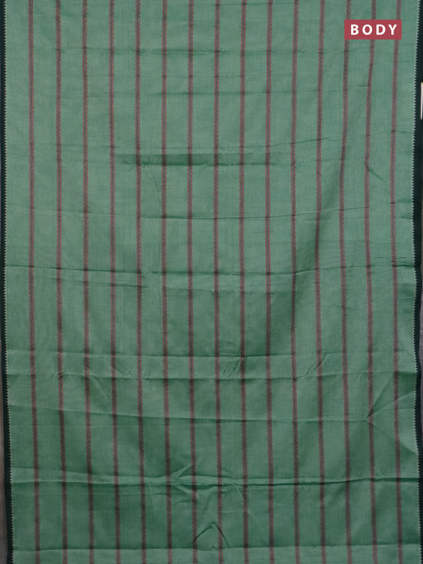 Narayanpet cotton saree green shade and light green with plain body and thread woven border