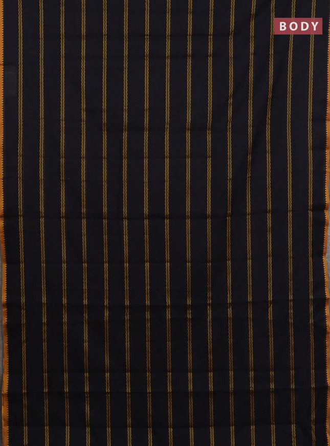 Narayanpet cotton saree black and yellow with thread weaves and thread woven border