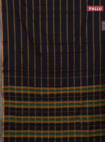 Narayanpet cotton saree black and yellow with thread weaves and thread woven border