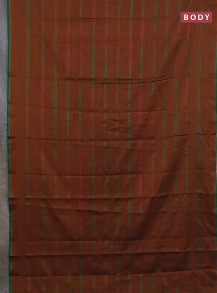 Narayanpet cotton saree dark mustard and peacock green with thread weaves and thread woven border