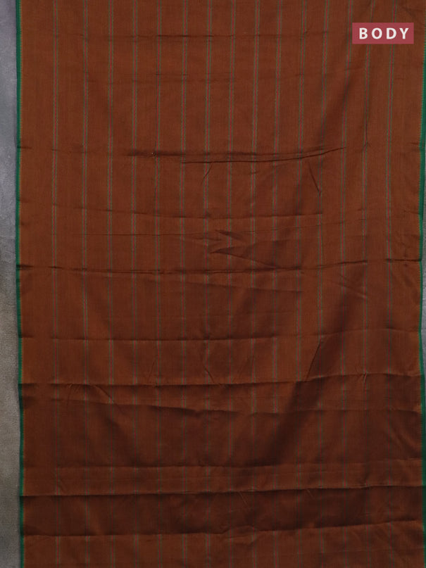 Narayanpet cotton saree dark mustard and peacock green with thread weaves and thread woven border