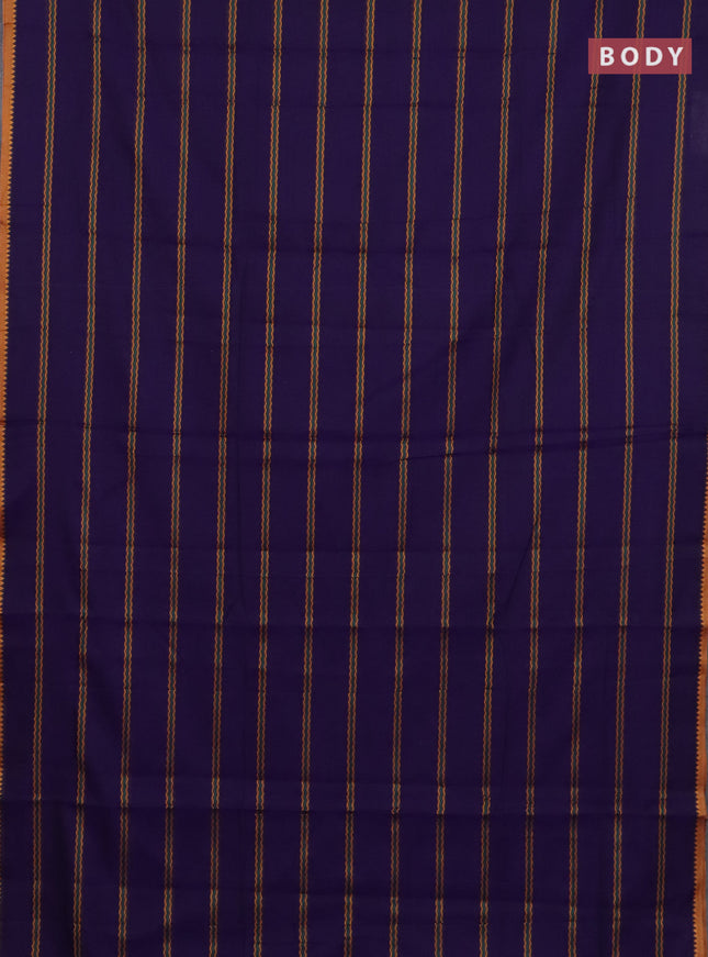 Narayanpet cotton saree violet and yellow with thread weaves and thread woven border