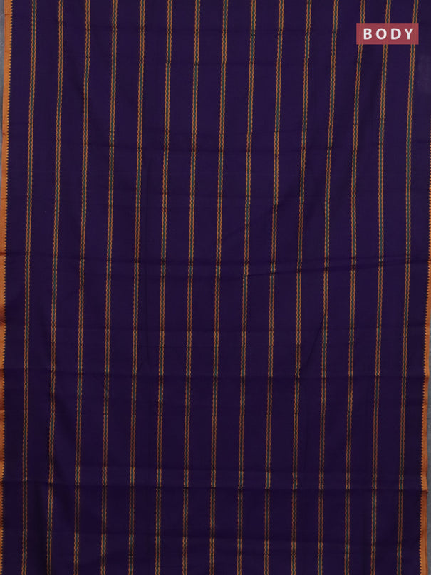Narayanpet cotton saree violet and yellow with thread weaves and thread woven border