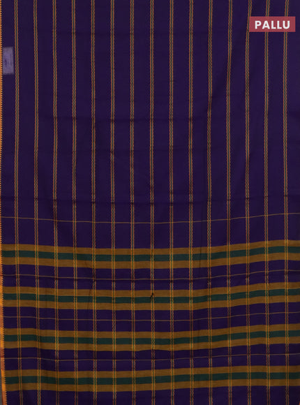 Narayanpet cotton saree violet and yellow with thread weaves and thread woven border