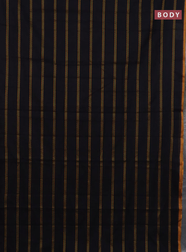 Narayanpet cotton saree black and yellow with thread weaves and thread woven border