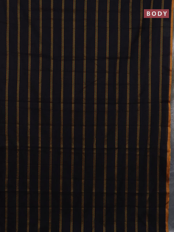 Narayanpet cotton saree black and yellow with thread weaves and thread woven border