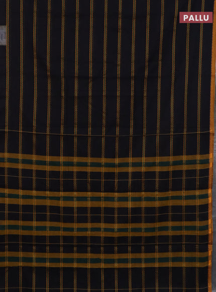 Narayanpet cotton saree black and yellow with thread weaves and thread woven border
