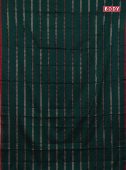 Narayanpet cotton saree bottle green and maroon with thread weaves and temple design simple border
