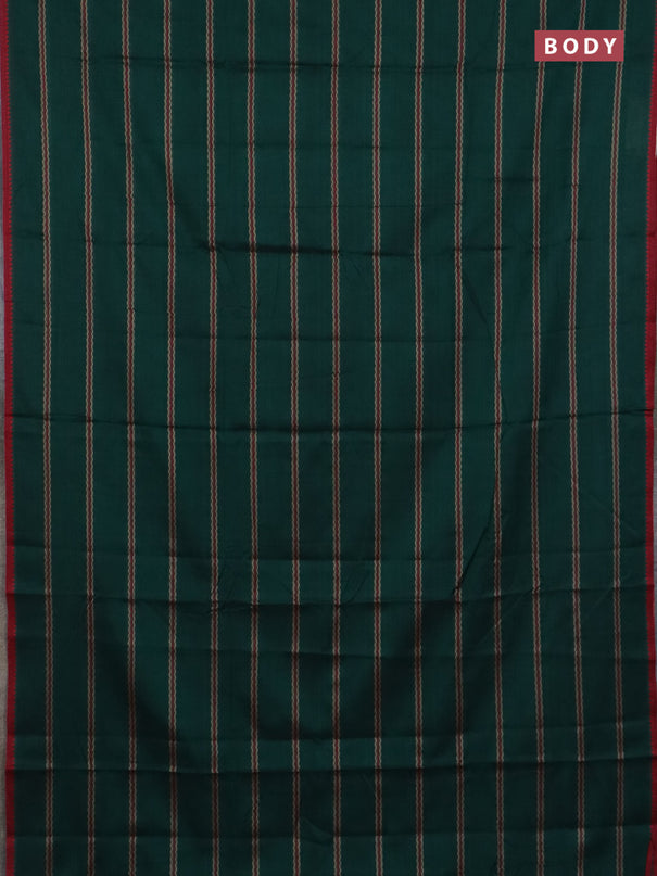 Narayanpet cotton saree bottle green and maroon with thread weaves and temple design simple border