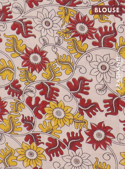Narayanpet cotton saree red shade and beige with plain body and thread woven border