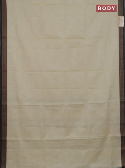 Narayanpet cotton saree off white and black with plain body and thread woven border