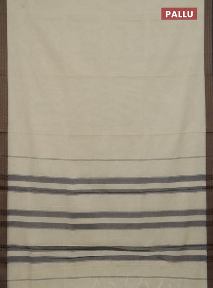 Narayanpet cotton saree off white and black with plain body and thread woven border