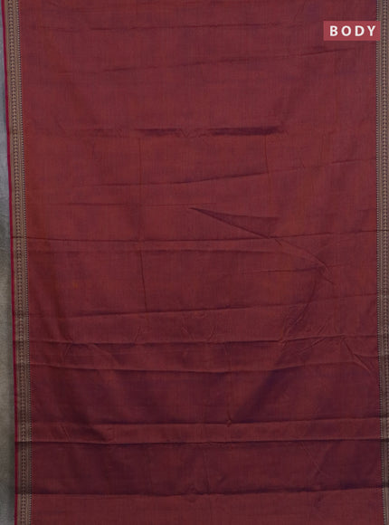 Narayanpet cotton saree dual shade of rust and cs blue with plain body and thread woven border