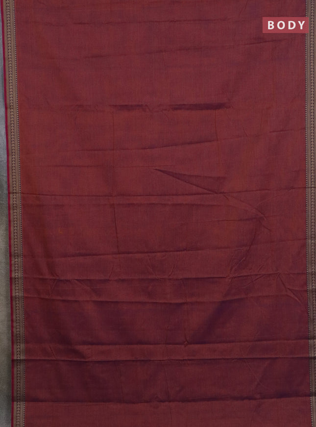 Narayanpet cotton saree dual shade of rust and cs blue with plain body and thread woven border