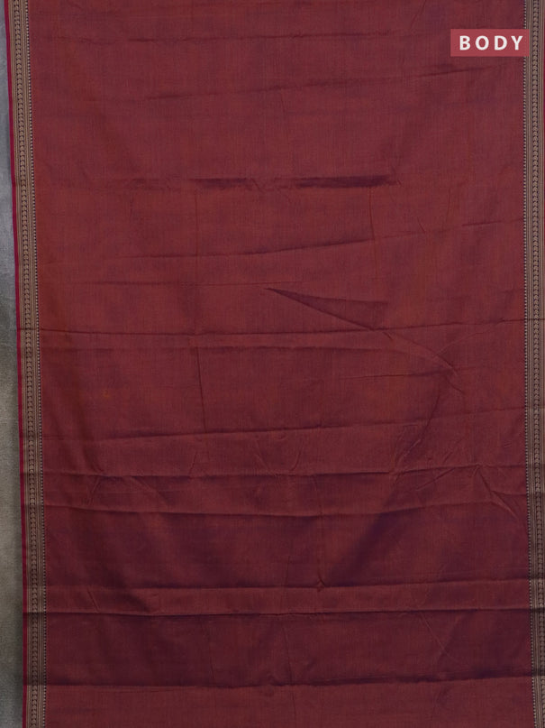 Narayanpet cotton saree dual shade of rust and cs blue with plain body and thread woven border